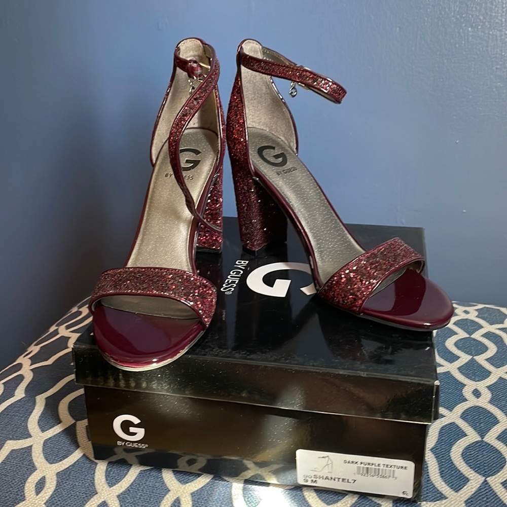G by Guess dark purple glitter heels Size 9 New Never worn with box